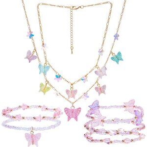 Elegant Gift Boxed Toddler Jewelry: Butterfly Necklaces & Bracelets, Ages 3-7